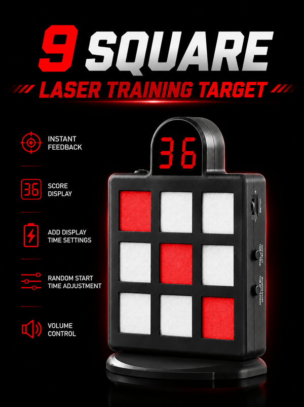 9-Grid Dry Fire Training System 4 Game Modes, Shot Timer & Auto-Score for Pistol, Rifle, Red Dot & Airsoft | Magnetic Mount, Type-C Rechargeable