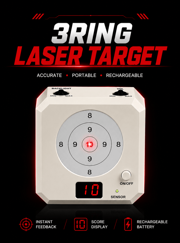 VPDOT 3-Ring Laser Shooting Target with Scoring Display & Voice Feedback，Rechargeable Dry Fire Target for 9mm Laser Cartridge Training, Indoor